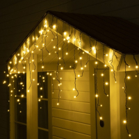 Гирлянда &laquo;Бахрома&raquo; 3 &times; 0.6 м, IP44, УМС, тёмная нить, 160 LED, свечение тёплое белое, 220 В