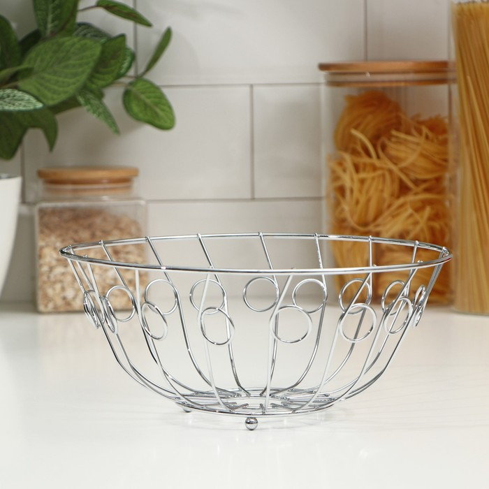 Фруктовница Доляна, 24&times;24&times;10 см, цвет хром