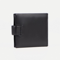 Портмоне мужское на кнопке, для купюр, для карт, для монет, цвет чёрный