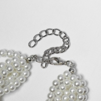 Браслет жемчуг &laquo;Жгут&raquo;, 6 нитей, бусины №4, цвет молочный в серебре