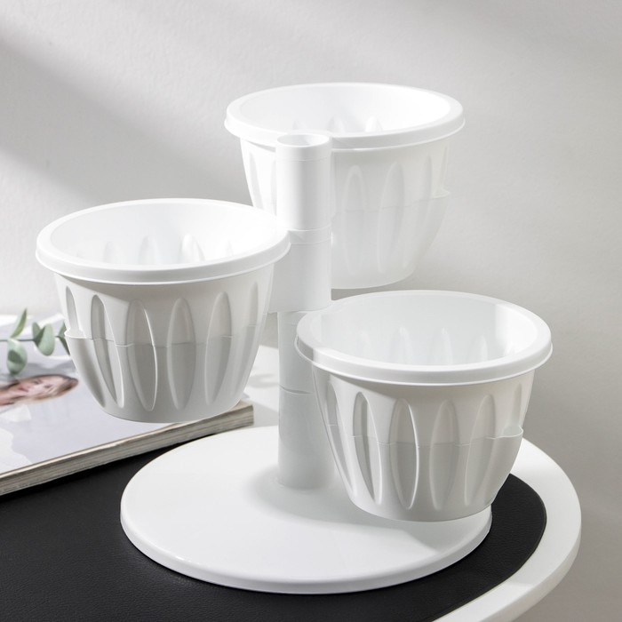 Кашпо многоярусное Plast-Avenue &laquo;Каскад&raquo;, 3 шт., 700 мл, пластик, белое