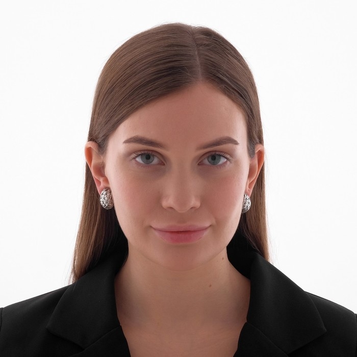 Клипсы &laquo;Грейс&raquo; лепестки, цвет чернёное серебро