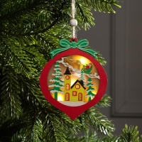 Ёлочная игрушка &laquo;Новогодний шар&raquo;, от батареек, свечение тёплое белое