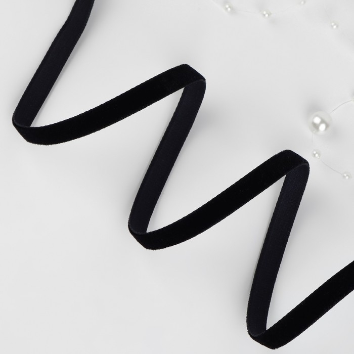 Лента бархатная, 6 мм, 18 &plusmn; 1 м, цвет чёрный №03