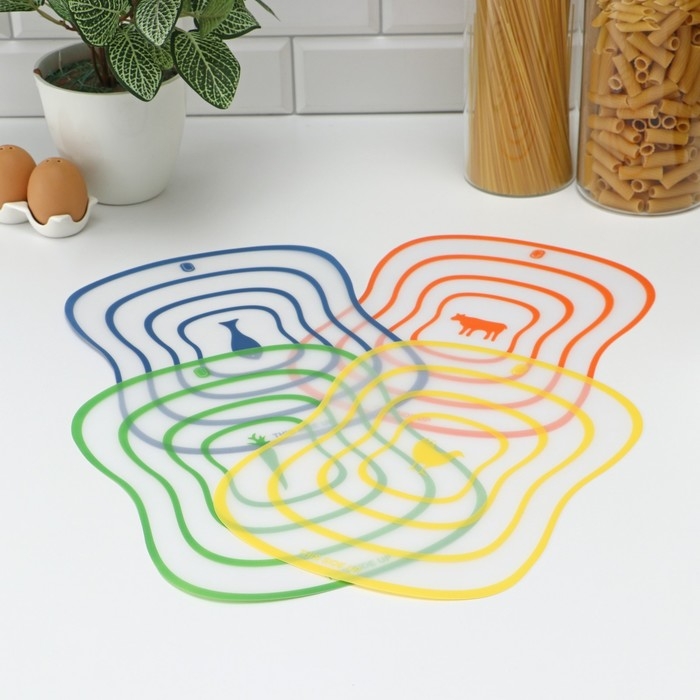 Набор досок разделочных гибких Доляна &laquo;Ассорти&raquo;, 4 шт, 30&times;23 см, цвет ассорти