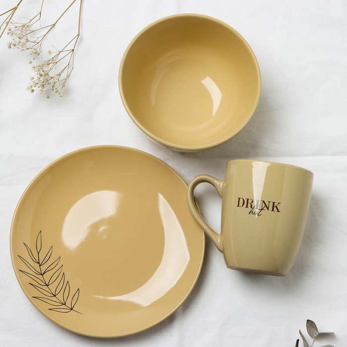 Тарелка керамическая &laquo;Стиль&raquo;, 21 см, цвет бежевый