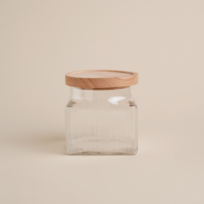 Банка стеклянная для хранения сыпучих продуктов SL Home &laquo;Афины&raquo;, 1 л, 11&times;11,5 см, с деревянной крышкой
