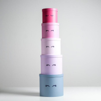 Набор шляпных коробок для цветов 5 в 1, упаковка подарочная, &laquo;Глазки&raquo;, 14 х 13 см - 22 х 19,5 см