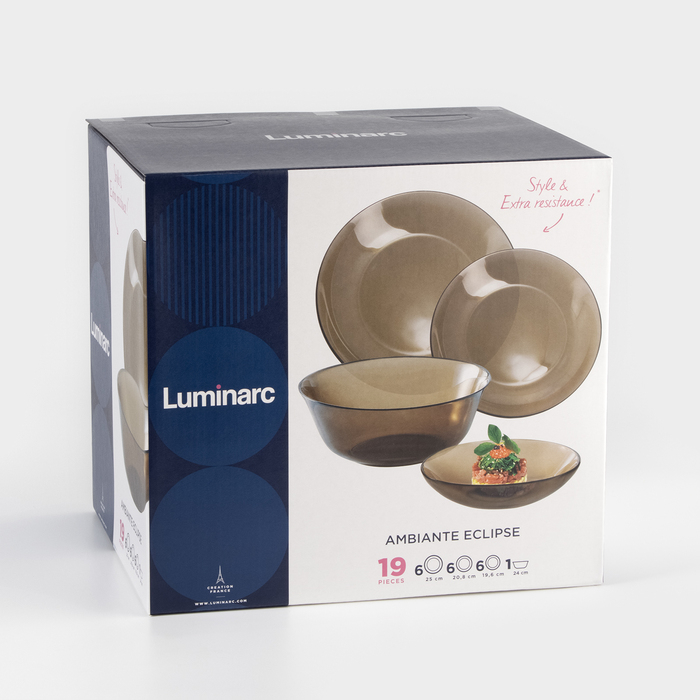 Столовый сервиз Luminarc &laquo;Амбьянте&raquo;, 19 предметов, стекло, коричневый