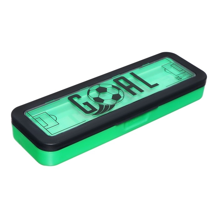 Пенал-футляр пластиковый 70 х 215 х 30 мм, Феникс "Футболисты", для мальчика, чёрно-зелёный