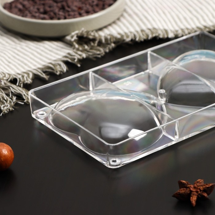 Форма для шоколада KONFINETTA &laquo;Любовь&raquo;, 20&times;12&times;2,5 см, 2 ячейки 10&times;9&times;1,5 см, цвет прозрачный