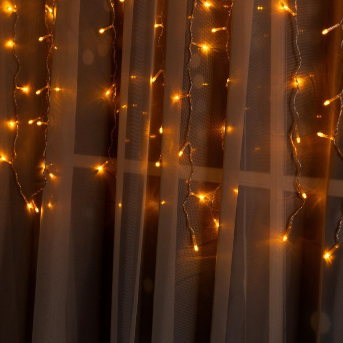Гирлянда &laquo;Занавес&raquo; 2 &times; 1.5 м, IP20, прозрачная нить, 360 LED, свечение жёлтое, 8 режимов, 220 В
