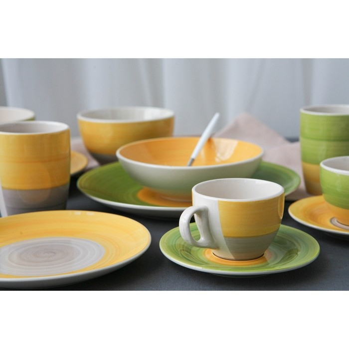 Салатник керамический Доляна &laquo;Подсолнух&raquo;, 800 мл, d=14 см, цвет зелёный