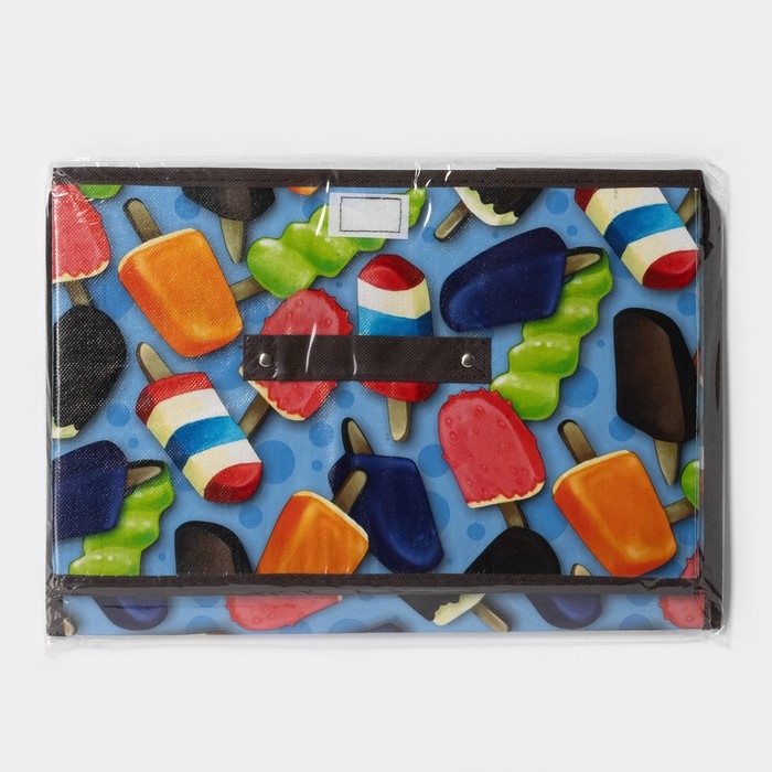 Короб стеллажный для хранения с крышкой &laquo;Эскимо&raquo;, 38,5&times;25&times;24,5 см, цвет синий