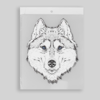 Термотрансфер &laquo;Волк&raquo;, 15,5 &times; 20 см, цвет чёрный/белый, цена за 1 лист