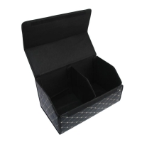 Органайзер саквояж в багажник автомобиля, 55&times;32&times;30 см, экокожа, черный с белой строчкой