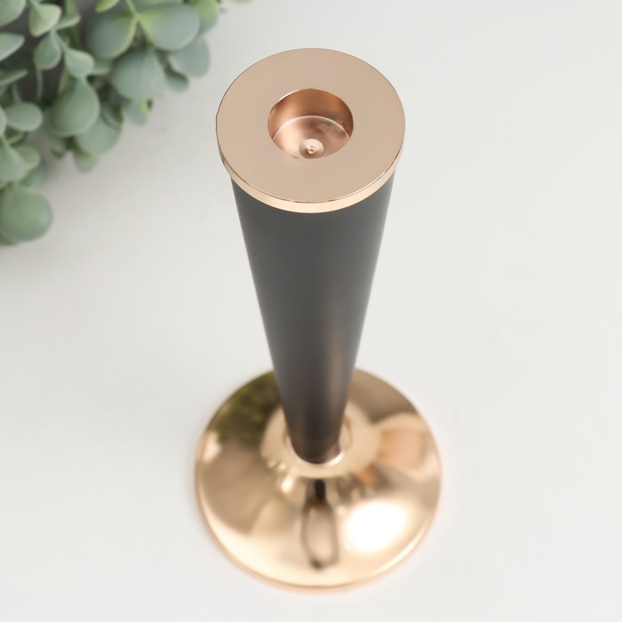 Подсвечник металл на 1 свечу "Эвиан" d=1,5 см чёрный с золотом 9х22 см