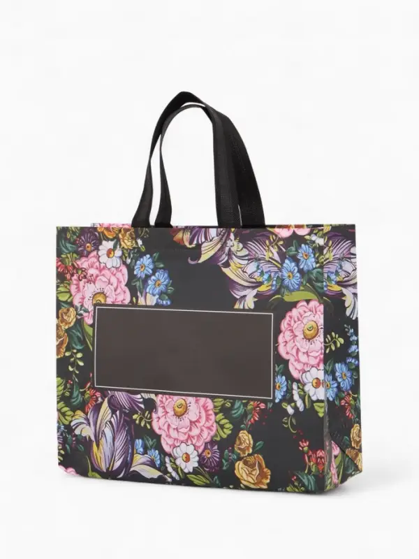 Сумка для покупок Цветы, 32*10*26. отд без молнии, черный