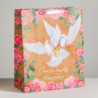 Пакет подарочный ламинированный, упаковка, &laquo;Счастливы вместе&raquo;, XL 49 х 40 х 19 см