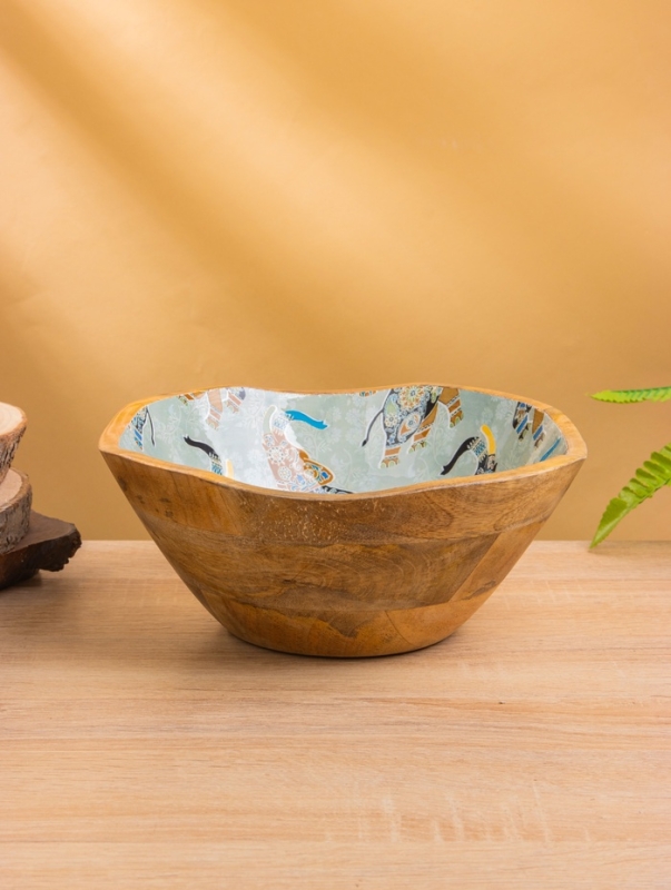 Салатник "Мудрый слон" дерево манго 23х23х10,5 см