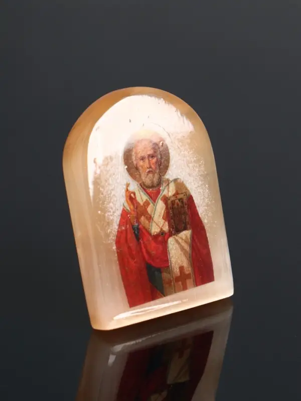 Икона Николай Чудотворец, 6х5 см, селенит