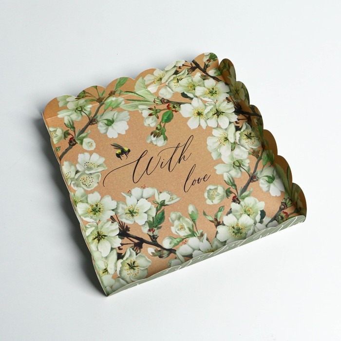 Коробка для печенья, кондитерская упаковка с PVC крышкой, &laquo;Пчёлка&raquo;, 21 х 21 х 3 см