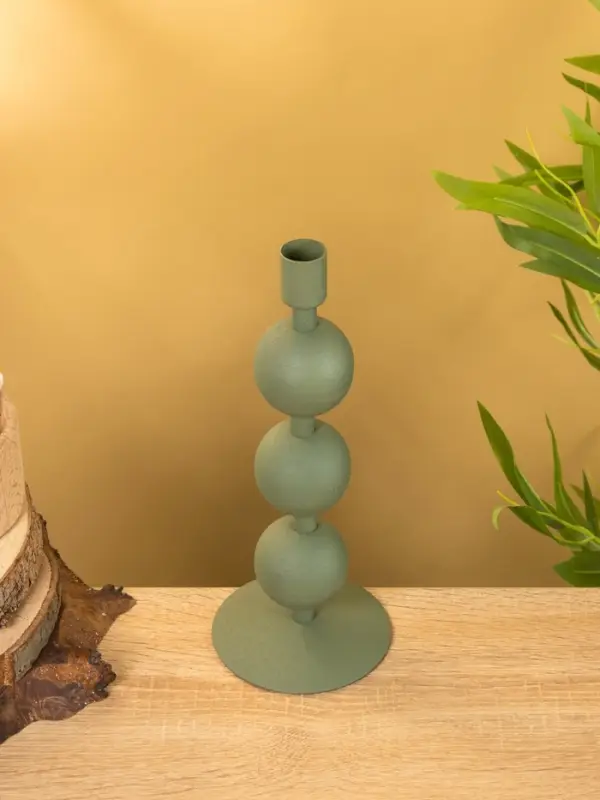 Подсвечник на 1 свечу текстурный "Болотный" с 3 сферами 10х10х25 см