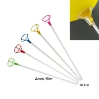 Трубочка+зажим для шаров, d=10 мм, длина 40 см, МИКС (в упаковке один цвет)