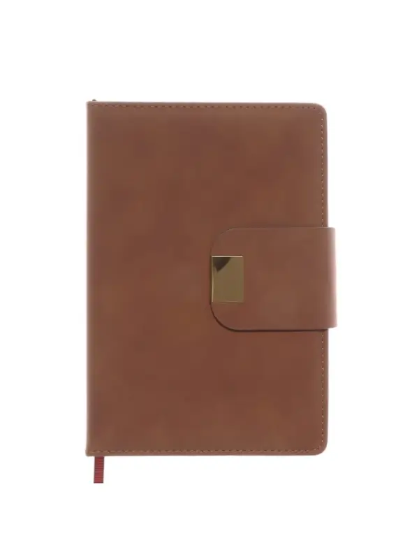Ежедневник недатированный формат А5, с хлястиком, 96л, линия, пвх, Коричневый