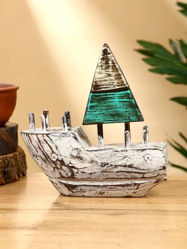 Сувенир "Кораблик" дерево 16х6х17 см, цв. коричнево-зелёный