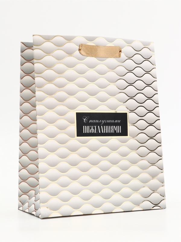 Пакет подарочный вертикальный "С наилучшими пожеланиями", 18 х 23 х10 см