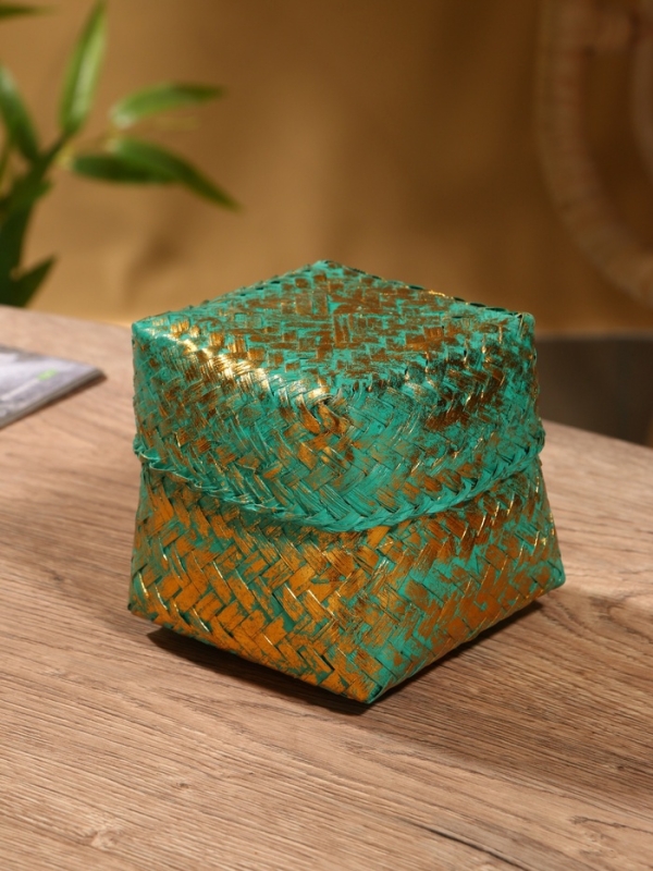 Корзинка плетеная "Голден мини" 12х12х10 см, голубой