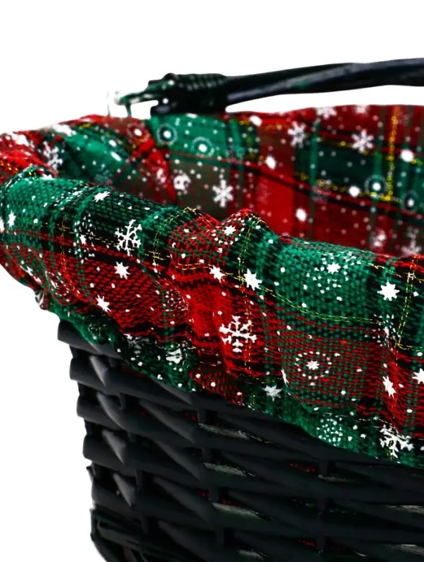 Корзина плетеная 32 х 32 х 14 см, ручка h=14 см зеленый НГ ткань