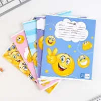 Тетрадь в клетку 18 листов А5, на скрепке &laquo;Смайлы&raquo;, 5 видов, белизна 96%, МИКС