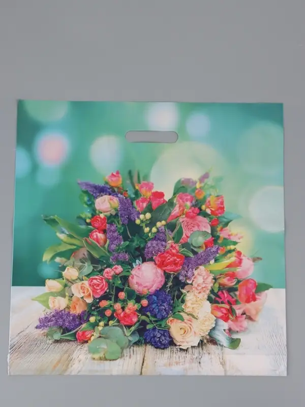 Пакет "Цветочная композиция", полиэтиленовый с вырубной ручкой, 45 х 45 + 3 см, 65 мкм