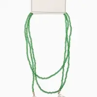 Бусы "Нить стекла" с подвесами жемчуг, L=120см №2, цвет бело-зелёный