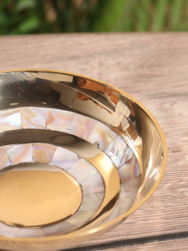 Блюдо сервировочное "Золотая с перламутром" латунь 14,5х14,5х5 см