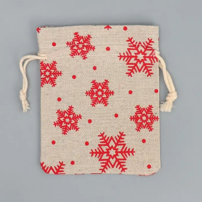 Мешочек подарочный холща &laquo;Новогодние ожидания&raquo;, снежинки, холща, 10 х 12 см +/- 1.5 см
