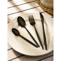 Столовые приборы из нержавеющей стали Доляна &laquo;Античность&raquo;, 4 предмета, цвет чёрный