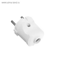 Вилка прямая Smartbuy, 10 А, 250 В, без з/к, белая