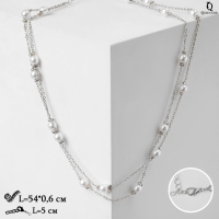 Бусы &laquo;Жемчужный мир&raquo; тонкие нити, цвет белый в серебре , длина 54см