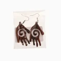Серьги " Ладонь со спиралью" дерево соно