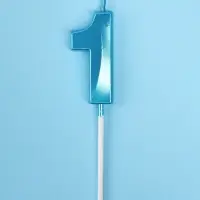 Свеча в торт на шпажке &laquo;Грань&raquo;, цифра 1, голубая, 5 см