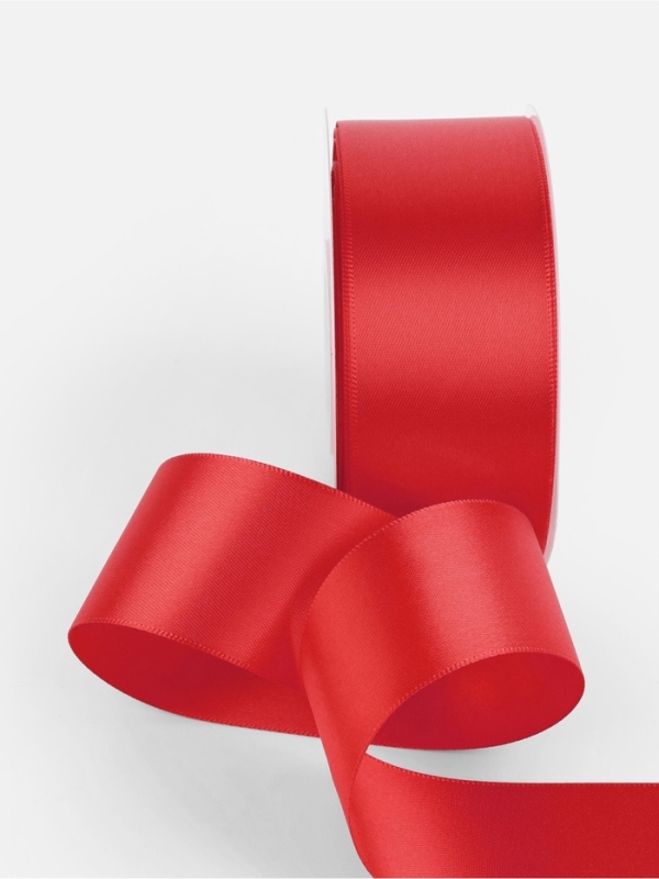 Лента атласная двухсторонняя №0250 38мм*25&plusmn;1м алый TR