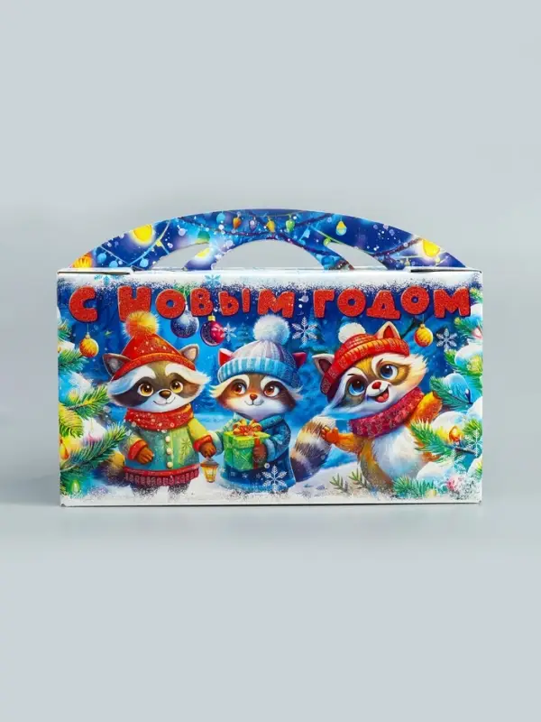 Подарочная новогодняя коробка &laquo;Лесное диско&raquo; , Портфель макси широкий, 37&times;8&times;20.2 см