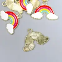 Декор для творчества металл, эмаль "Радуга в облаках" 1,3х1,8 см