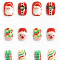 Детские накладные ногти на новый год &laquo;Дед мороз и ёлочка&raquo;, 12 шт