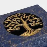 Шкатулка "Древо" 19х15х7 см, МДФ, цв. синий