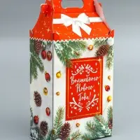 Подарочная коробка Новогодняя Корпоратив "Акцент" 20,3 х 12,3 х 41 см