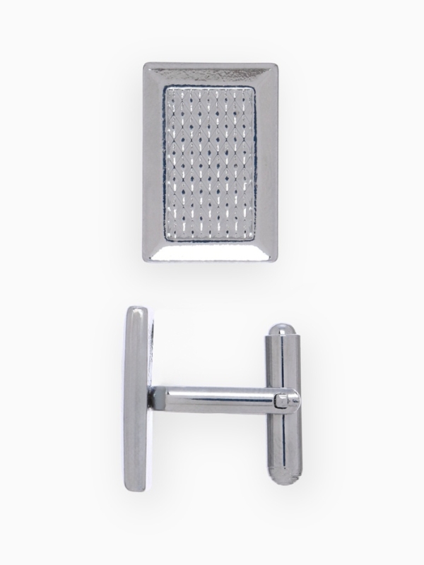 Запонки нержавеющая сталь &laquo;Прямоугольник&raquo; с точечным нанесением, цвет серебро